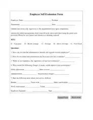 Sample Employee Self Evaluation Form Template
