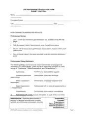 Sample Job Performance Evaluation Form Exempt Positions Template
