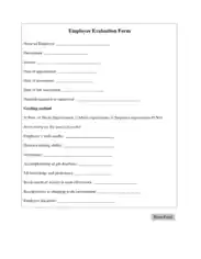 Free Download PDF Books, Simple Employee Evaluation Form Template