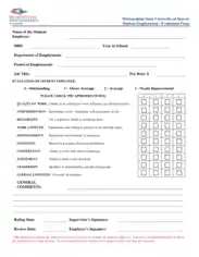 Student Employee Evaluation Form Sample Template
