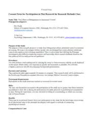 Consent Form for Participation in Pilot Research for Research Methods Class Template