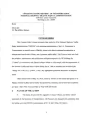 Department of Transportation National Highway Traffic Safety Administration Consent Agreement Template