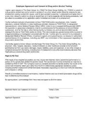 Employee Agreement and Consent To Drug Testing Template
