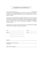 Photographic Consent and Release Form Template