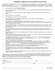Printable Tattoo Consent Release Form Template