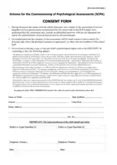 Scheme for the Commissioning of Psychological Assessments Consent Form Template