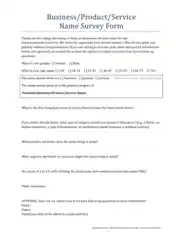 Product Survey Form Example Form Template