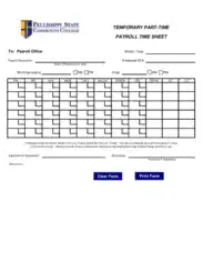 Part Time Employee Payroll Time Sheets Template