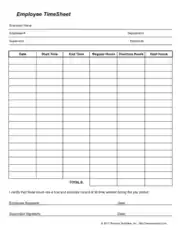 Payroll Timesheets For Employees Template