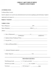 Employment Verification Form For Child Care Template