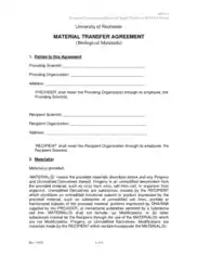 University Material Transfer Agreement Template