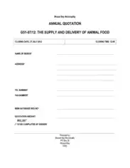 Quotation For Food Supply Template