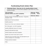 Charity Event Action Plan Template