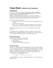 Visual Basic Modules And Procedures