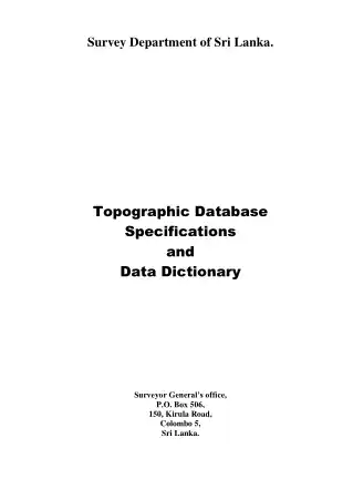 Topographic Database Specifications And Data Dictionary