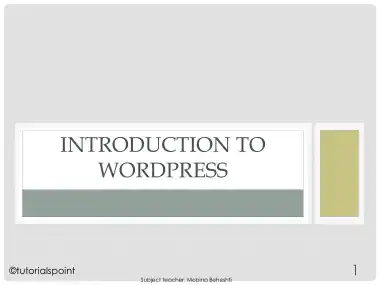 Introduction To WordPress